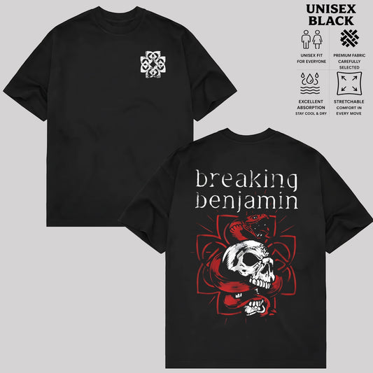Vintage Breaking Benjamin Skull Snake Graphic T-Shirt & Hoodie