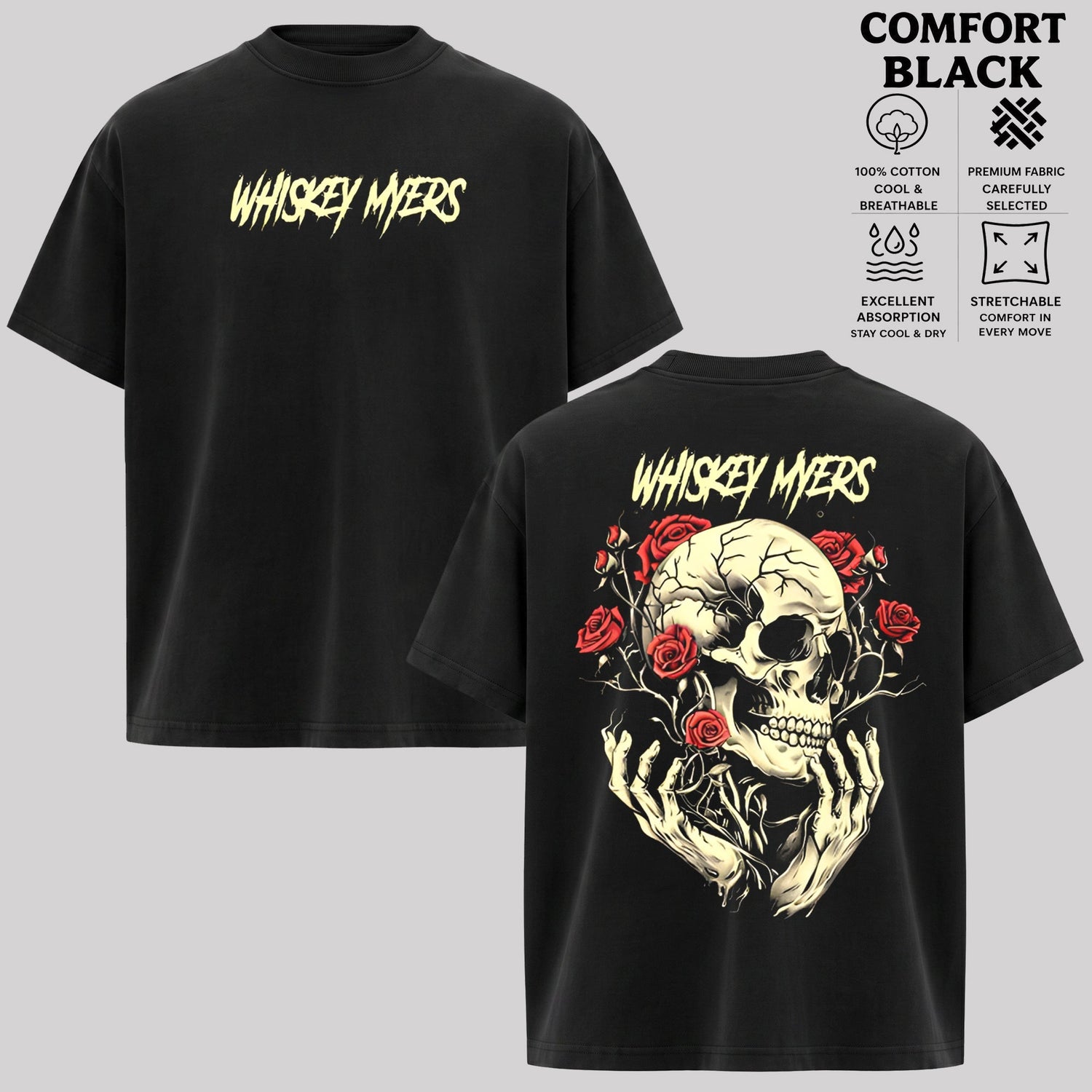 Whiskey Myers Black Double Print Shirt Skeleton Scythe Country Rock Tee & Hoodie
