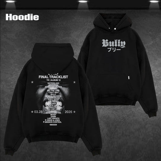 Vintage Kanye West "Bully" Final Tracklist Graphic T-Shirt & Hoodie