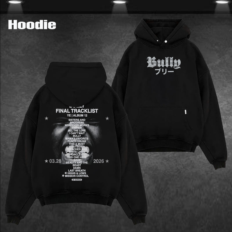 Vintage Kanye West "Bully" Final Tracklist Graphic T-Shirt & Hoodie