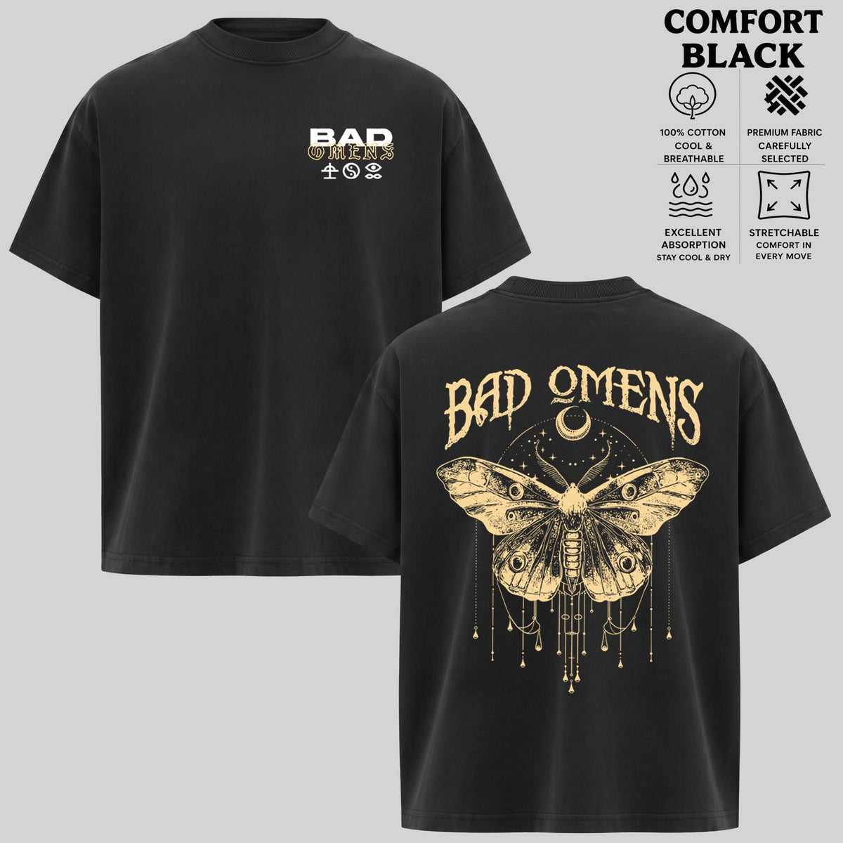 Retro Moth Design Shirt Bad Omens Band T-Shirt & Hoodie