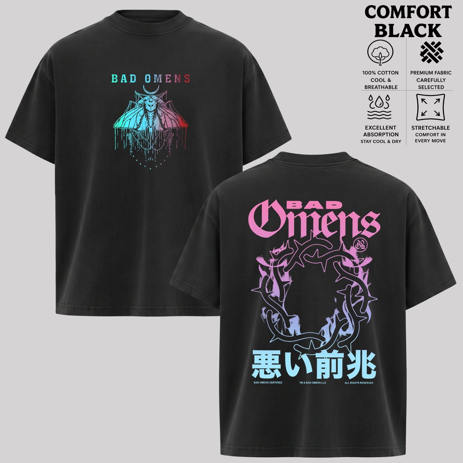 Retro Bad Omens Thorn Crown Boyfriend Fit Girls T-Shirt & Hoodie