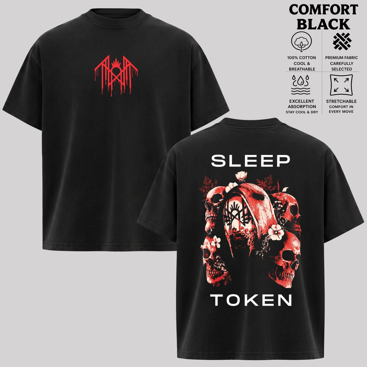 Sleep Token Red Reaper Skull Graphic T-Shirt & Hoodie