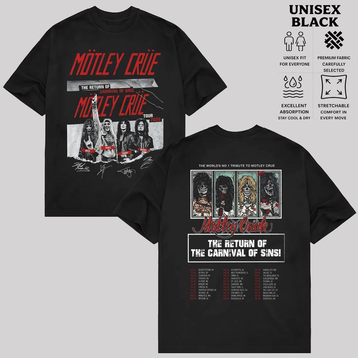 Retro Motley Crue Tour 2026 T-shirt  & Hoodie