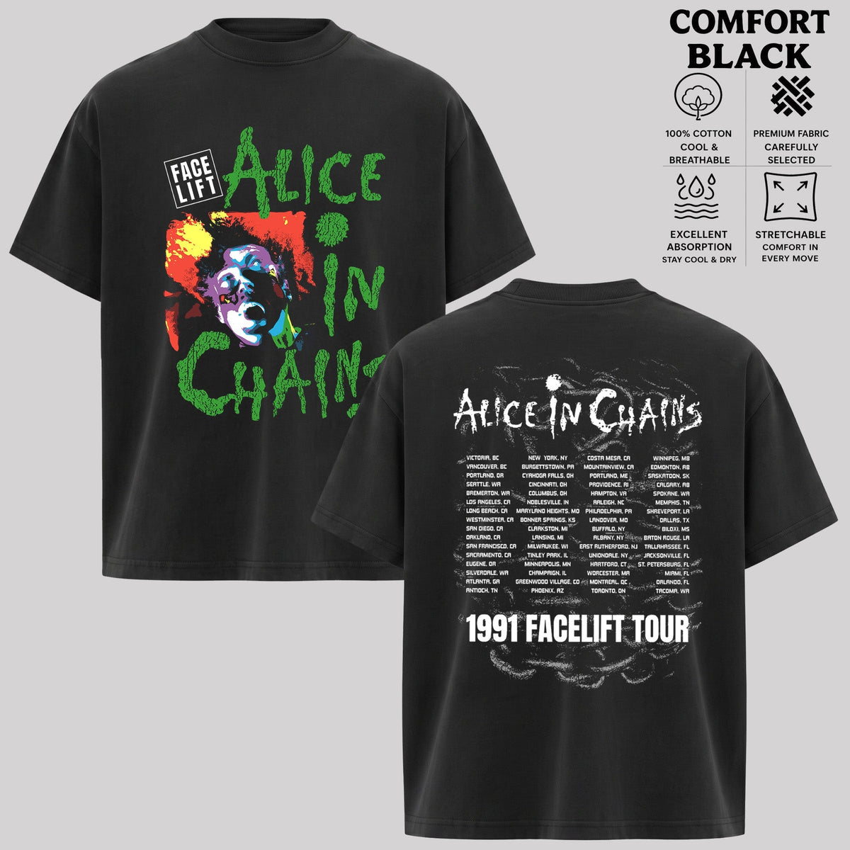 Retro Alice In Chains Facelift 1991 Tour t-shirt & Hoodie