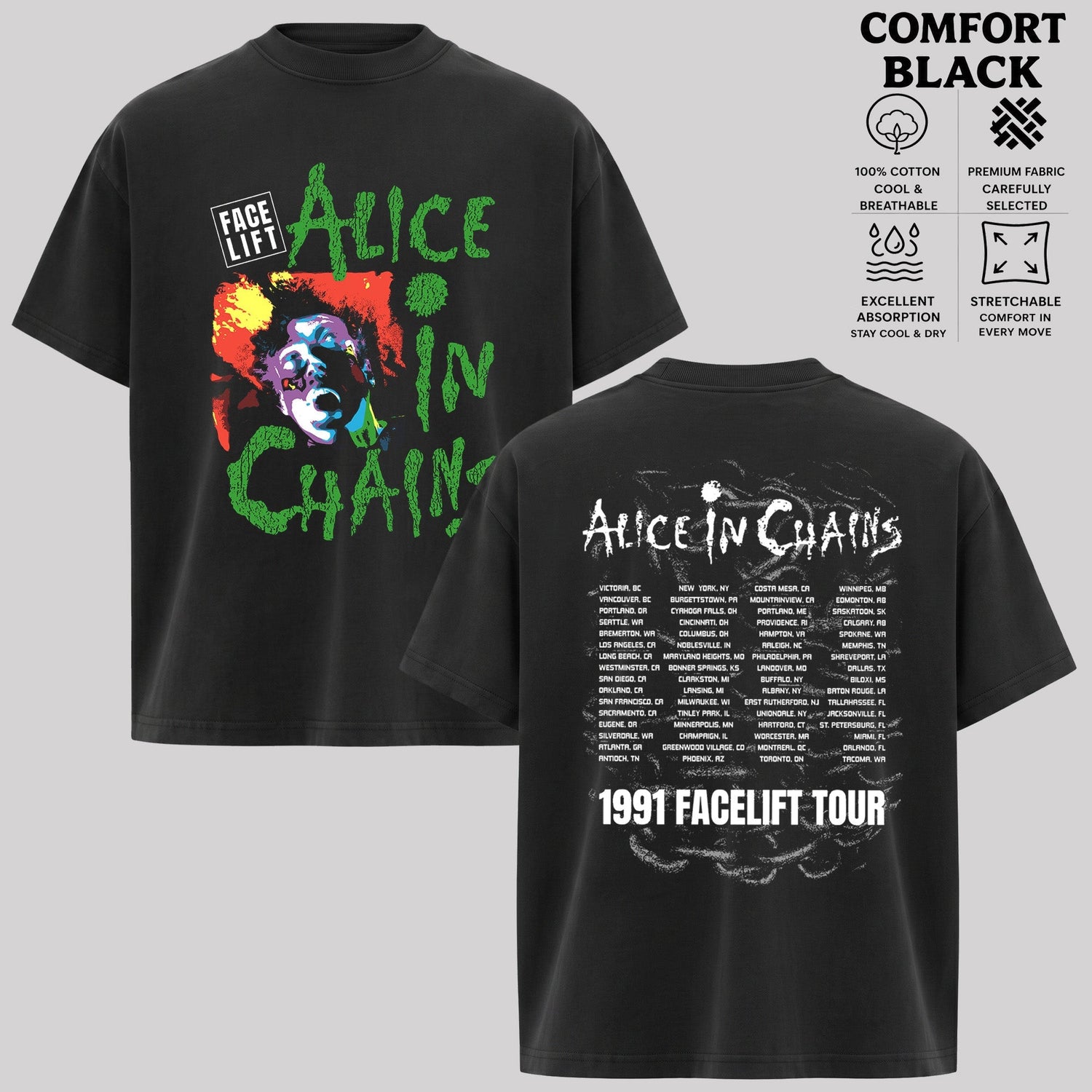 Retro Alice In Chains Facelift 1991 Tour t-shirt  & Hoodie