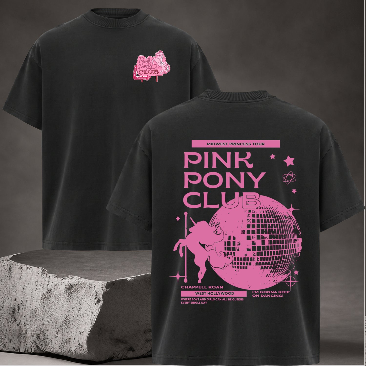 Pink Pony Club Printed Round Neck Graphic Tee Shirt